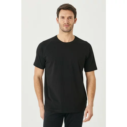 AC&Co / Altınyıldız Classics Men's Black Long Fit Crewneck Short Sleeve Cotton T-Shirt.