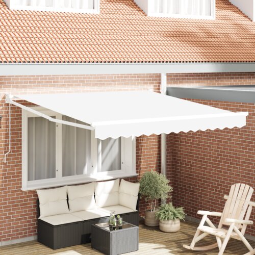 vidaXL ročna retraktibilna tenda Bela 350x250 cm, zamenjava tenda za okvir 3.5x2.5 m Bela Cene