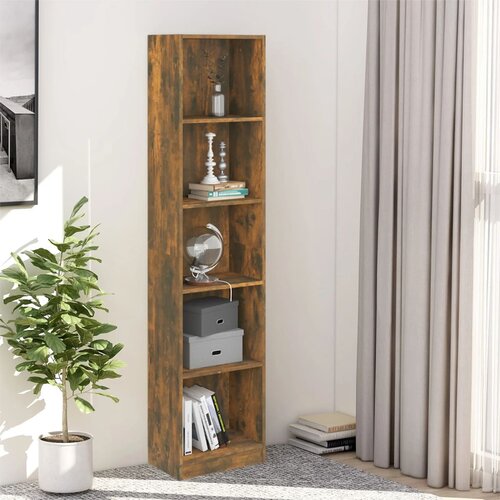 The Living Store Knjižna omara 5-nadstropna dim. hrast 40x24x175 cm inženir. les - Knjižna Omara, (21431525) Slike