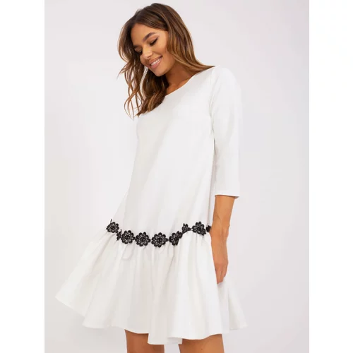Fashion Hunters Ecru Extended Cocktail Dress with Lace