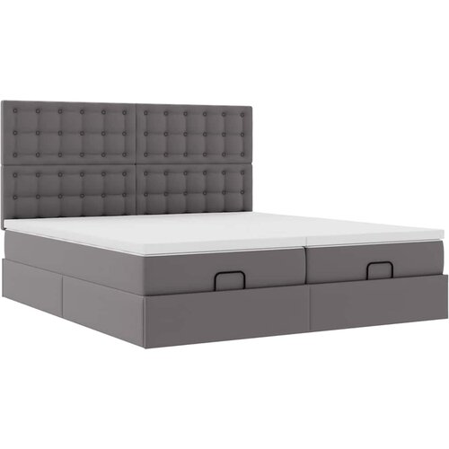  Otomanski krevet s madracima i LED sivi 180x200 cm umjetna koža Slike