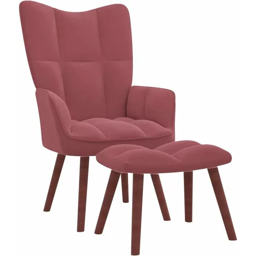  Stol za sproščanje s stolčkom roza žamet, (20821697)