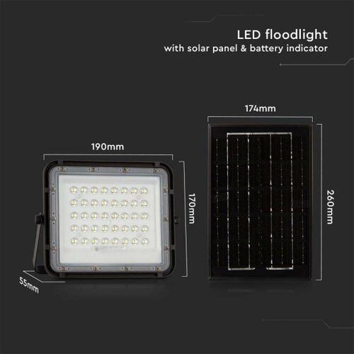  LED spolja&amp;scaron;nji solarni reflektor LED/6W/3,2V IP65 4000K crna + daljinski upravljač Slike