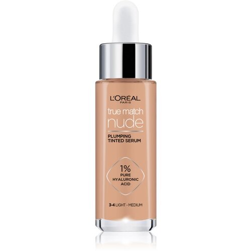 L´Oréal Paris True Match Nude Plumping Tinted Serum puder za vse tipe kože 30 ml odtenek 3-4 Light-Medium Cene