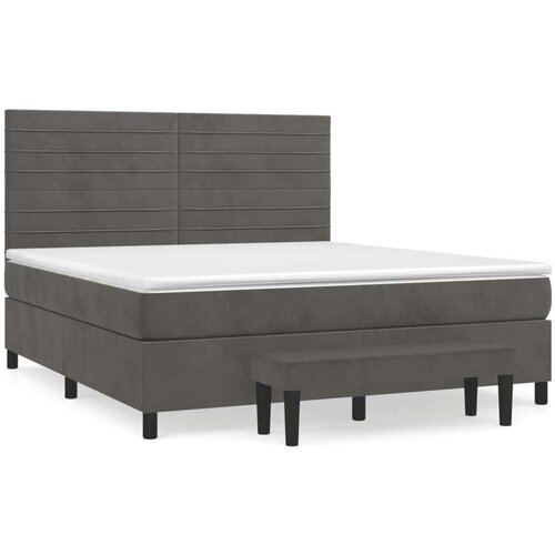 VidaXL Krevet s oprugama i madracem tamnosivi 180x200 cm bar&amp;scaron;unasti Slike