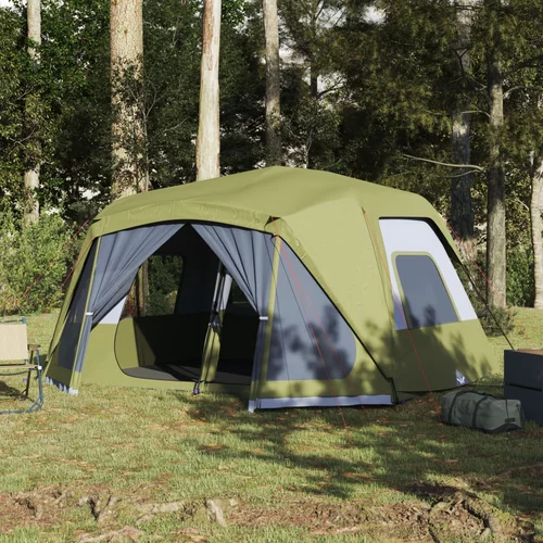 Šator za kampiranje za 10 osoba zeleni od tkanine vodootporan