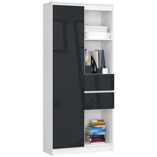 AKORD OFISNA POLICA R 80 cm CLP R15 BELO / GRAFITNI SJAJ, (21714267) Slike