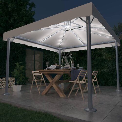  Sjenica s LED svjetlosnim trakama 300 x 300 cm krem aluminijska Cijene
