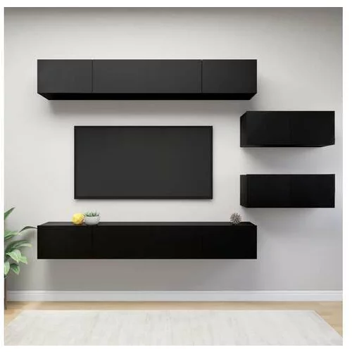  Komplet TV omaric 6-delni črna iverna plošča