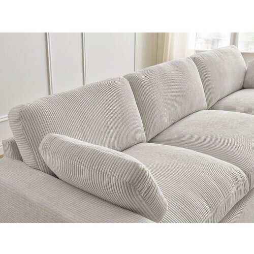 Bobochic Paris Bež sedežna garnitura iz rebrastega žameta 250 cm Belair &amp;ndash; Slike