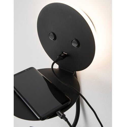 Nova Luce Črna aluminijasta LED stenska svetilka z upogljivo konstrukcijo/z USB priključkom Eclip &amp;ndash; Slike