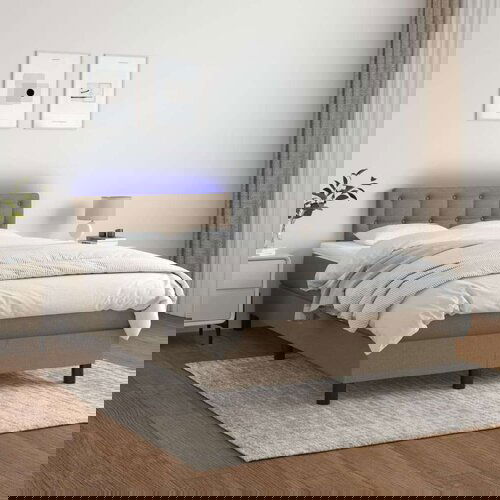  Box spring postelja z vzmetnico LED taupe 120x200 cm blago, (20725258) Slike