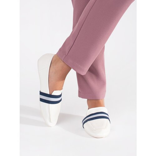Shelvt White ballerinas with decorative stripes Cene