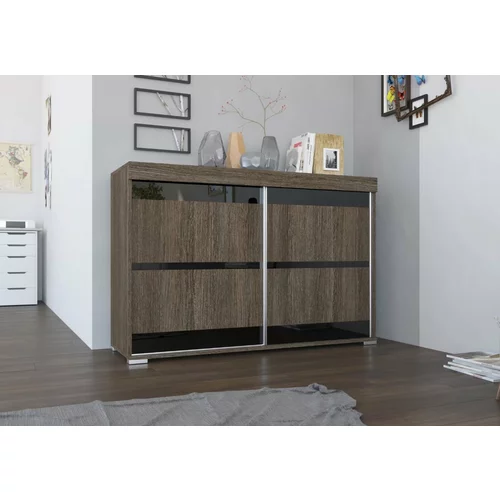 ADRK Furniture Komoda Capito s kliznim vratima - tamnopepeljasta