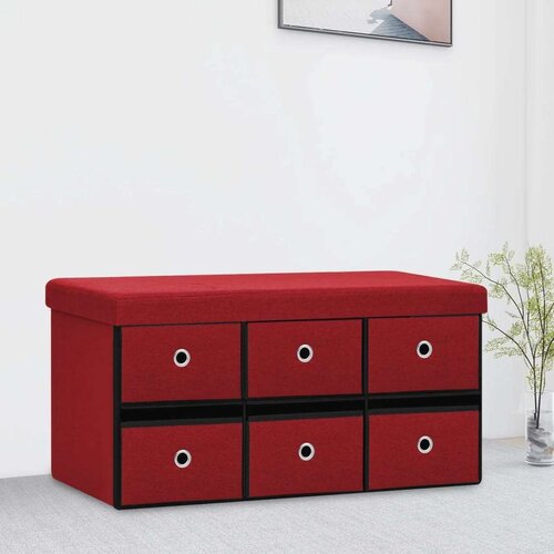  Sklopiva klupa za pohranu boja vina 76x38x38 cm umjetno platno Slike