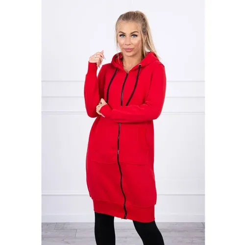 Kesi Long insulated sweatshirt with a hood red