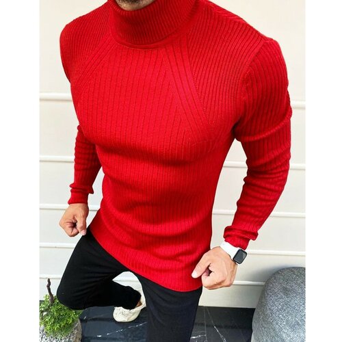 DStreet Crveni muški džemper sa grlom WX1619 crn tamnocrvena | Crveno Slike