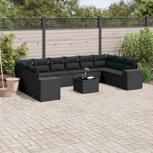  11-dijelni set vrtnih sofa od poliratana s jastucima crni Cijene