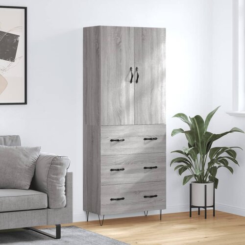 vidaXL Visoka komoda siva sonoma 69,5x34x180 cm inženirski les Cene