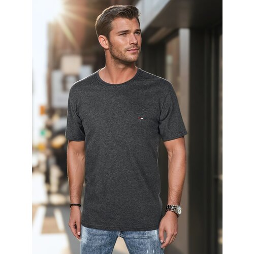 DStreet T-shirt męski z haftem ciemnoszary Cene