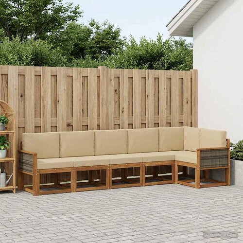  Set vanjskih sofa s jastukom 6 pcs Prirodna i bež Poliester Cene