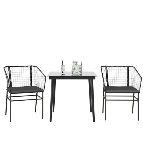 VidaXL 3-dijelni vrtni blagovaonski set s jastucima od crnog Slike