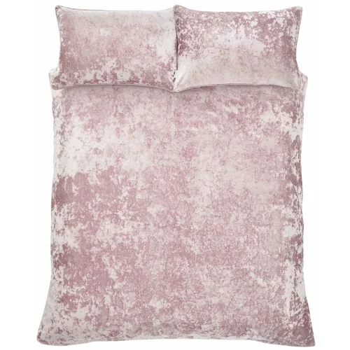 Catherine Lansfield Ružičasta posteljina za bračni krevet od samta 200x200 cm Crushed –