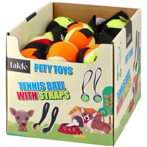 Takk pety toys, teniska loptica sa trakom, miks boja Cene