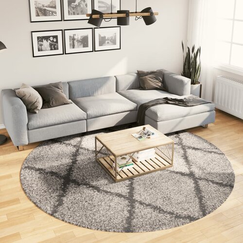 vidaXL Košata preproga moderna bež in antracit Ø 240 cm Cene