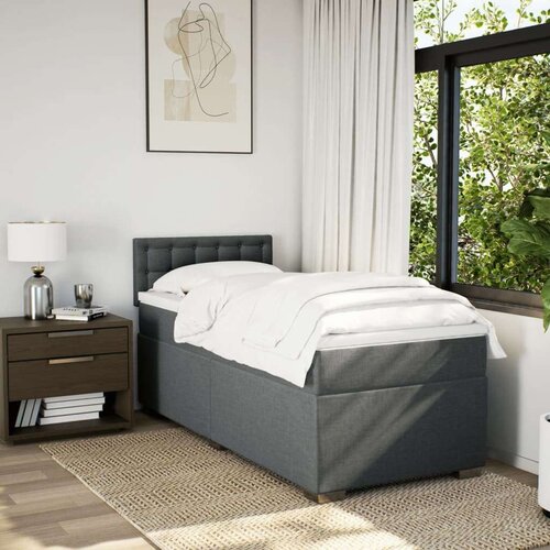 VidaXL Krevet s oprugama i madracem tamnosivi 90 x 190 cm od tkanine Slike