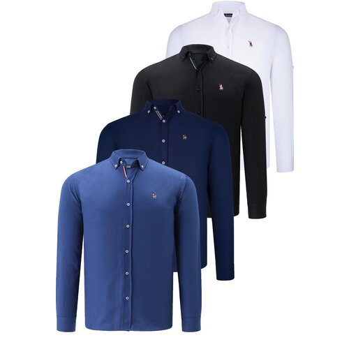 Dewberry QUAD SET G674 MENS SHIRT-BLACK-WHITE-NAVY BLUE-INDIGO Slike