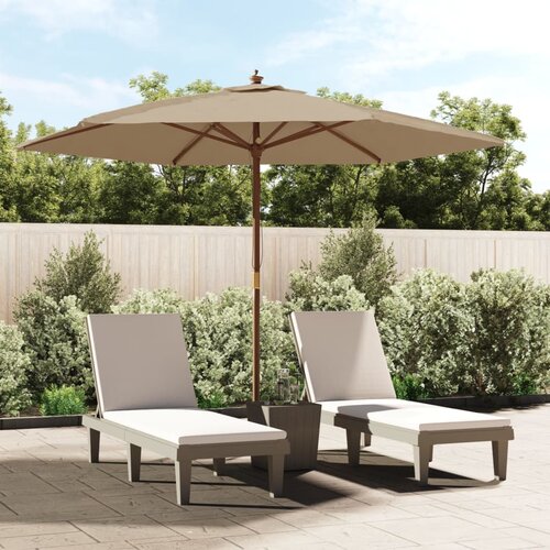 VidaXL Vrtni suncobran s drvenim stupom smeđesivi 299 x 240 cm Slike
