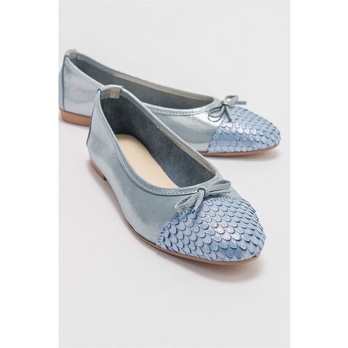 LuviShoes 02 Women&amp;#039;s Blue Glittery Flat Shoes Slike
