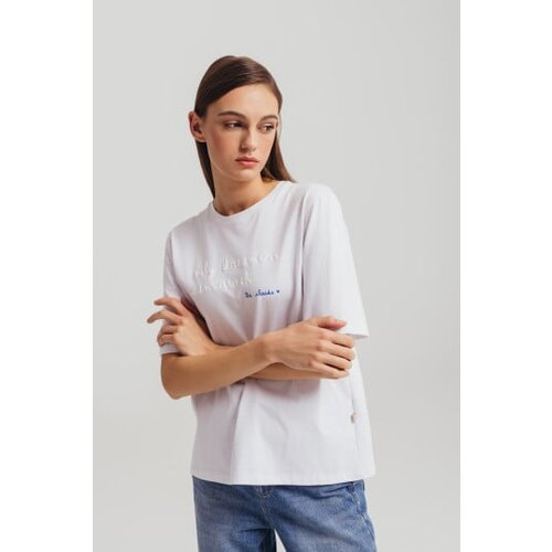 Legendww ženska   bela oversized majica sa diskretnim vezom 7155-9381-01 Cene