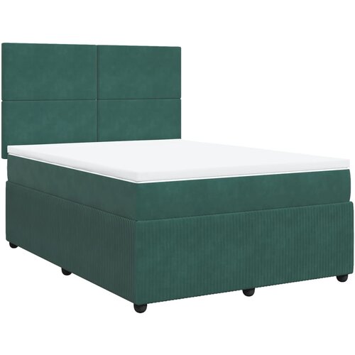 vidaXL Box spring postelja z vzmetnico temno zelen 140x190 cm žamet, (21306751) Cene