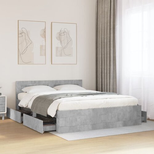 Furnova Posteljni okvir z vzglavjem betonsko siv 150x200 cm inž. les, (21936969) Slike