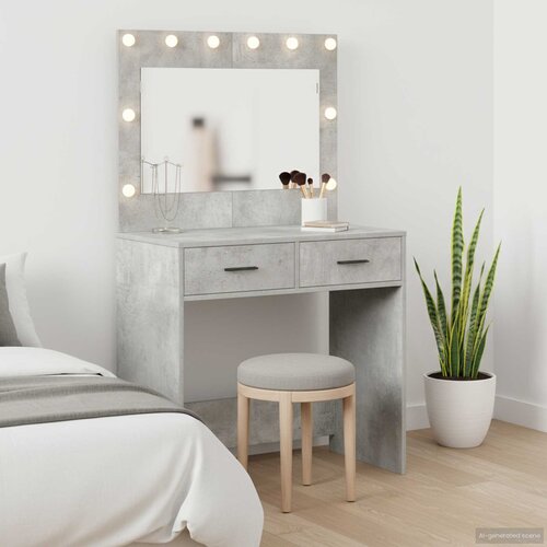  Toaletni stol s ladicama Betonski sivi 78,5 x 41 x 135 cm Cene