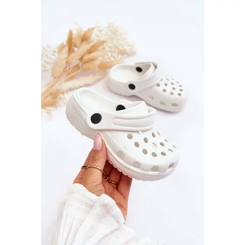 Kesi Kids Foam Crocs Slides White Percy