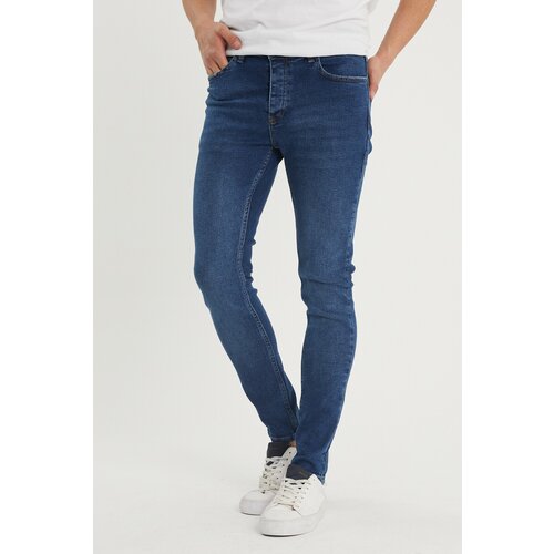 XHAN Men's Navy Blue Slim Fit Jeans Cene
