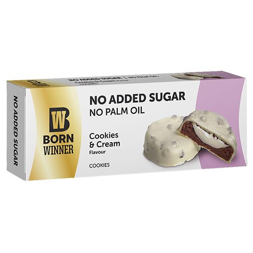 BORN WINNER Cookies No Added Sugar Cookies&amp;amp;Cream 100g Slike