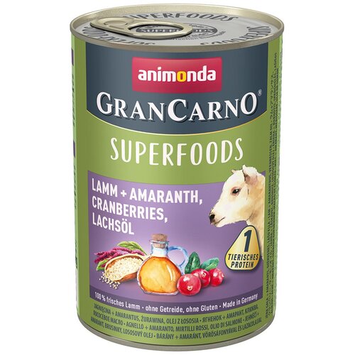 Animonda GranCarno Superfood konzerva za pse - Jagnjetina, amarant, brusnica i lososovo ulje 400g Cene