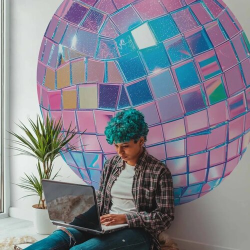  Okrugla fototapeta - Pink disco ball 140x140 Cijene