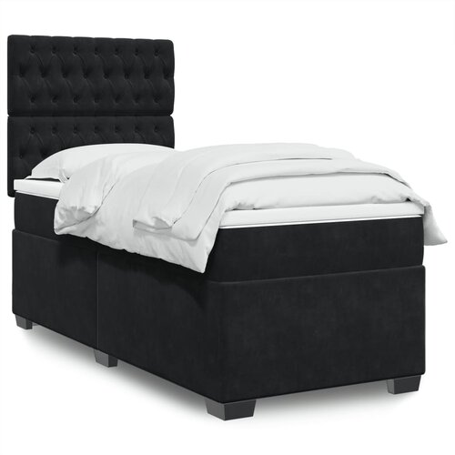 VidaXL Box spring postelja z vzmetnico črna 90x200 cm žamet Slike