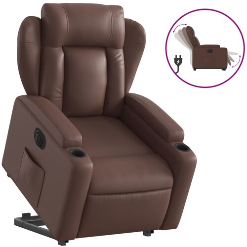 Maison Chic Električni naslanjač - Relax naslanjač s funkcijo vstajanja rjavo umetno usnje, (22061440) Slike