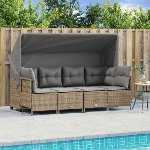  5-dijelni vrtni set sofa s jastucima bež od poliratana Cijene