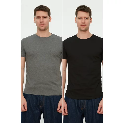 Trendyol Multicolor Men's Basic 100% Cotton 2-Pack Slim Fit Crew Neck T-Shirt