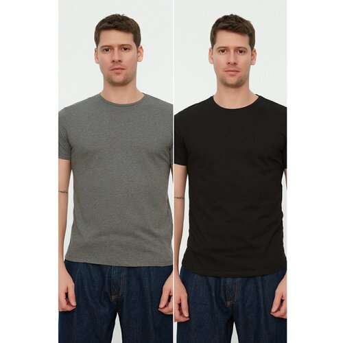 Trendyol Multicolor Men's Basic 100% Cotton 2-Pack Slim Fit Crew Neck Short Sleeved T-Shirt Slike