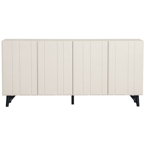 WOOOD Kremno bela nizka komoda iz masivnega bora 181x85 cm Miller &amp;ndash; Slike