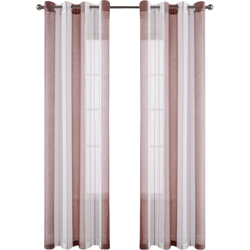 NIKCORP Zavese z obročki beli prosojni trakovi 140x245 cm 2 kosa polprosojna vual 100% poliester kovinski obročki premer 4 cm, (5000248134) Cene