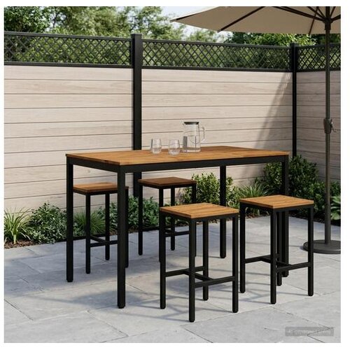VidaXL Vrtni Bar Miza Naravna in črna 147 x 88,5 x 105 cm Slike